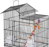 "Spacious 39-Inch Roof Top Bird Cage with Toys for Small Parrots"