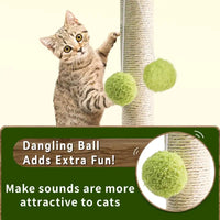 "Green Leaves Cat Scratching Post with Sisal Rope - Indoor Cat Tree for Kittens"