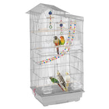 "Stylish 39" Light Gray Metal Parrot Cage – Perfect Home for Small Birds!"