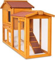 58" Chicken Coop Large House            58‘’ Wooden Hen House Outdoor Bunny Rabbit Hutch with Ventilation Door, Removable Tray & Ramp Garden Backyard Pet House (58 Inches)