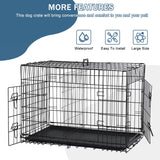 Premium 42 Inch Foldable Dog Crate – Spacious Double-Door Metal Wire Kennel with Handle & Removable Plastic Tray for Large & Medium Dogs – Ideal for Home & Outdoor Use 