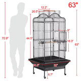 "Extra Large Rolling Bird Cage with Playtop for Parrots and Conures - 63''H"