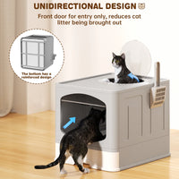 Ultimate Extra Large Foldable Cat Litter Box with Scoop, with easy clean drawer 