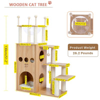 Elegant 51.2" Wooden Cat Tree - Perfect Tower for Large Cats!