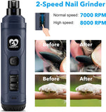 Professional Pet Nail Grinder with LED Lights - 2-Speed Electric Trimmer for Dogs and Cats