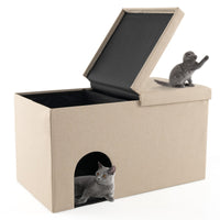 Cat Litter Box Enclosure Hidden Furniture with Urine Proof Litter Mat