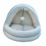 Indoor Cat Bed with Hanging Toy for Rabbit Cats or Small Dogs Kitty L Light Blue