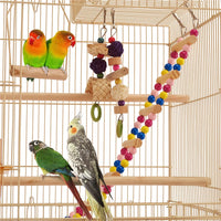 39-Inch Almond Metal Parrot Cage for Small Birds