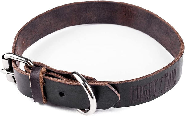 Luxury Genuine Leather Dog Collar with Strong Metal Buckle - Ultimate Comfort - Modern Design - Brown - All Sizes