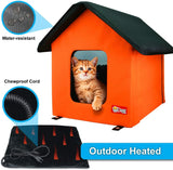 "Fleece Heated Small Pet House - Secure, Weather-Proof, Foldable - Orange/Black"