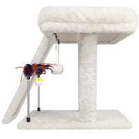 Deluxe Beige Cat Tree with Condo, Scratching Post, Hammock, and Hanging Ball