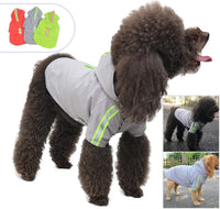 Stylish & Functional Hooded Dog Raincoat - Lightweight Rain Jacket with Zipper & Reflective Strip for All Dog Sizes - Gray XXXL