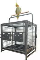 "Stylish Portable Bird Parrot Carrier Cage - Perfect for Travel (19" X 15" X 25"H, Black Vein)"