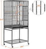 Large 54-Inch Wrought Iron Bird Cage with Stand for Small Parrots and Finches