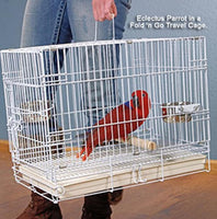 Portable Collapsible Metal Parrot Carrier - Beak-Proof Cage with Stainless Steel Bowls & Wooden Perch