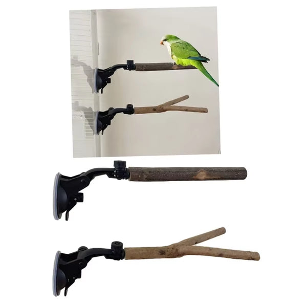 Ultimate Parrot Perch & Suction Cup Bird Toy - Premium Wood Stand Accessories