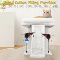 Deluxe Beige Cat Tree with Condo, Scratching Post, Hammock, and Hanging Ball