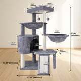 Deluxe 37.4'' Cat Tree Tower with Condo, Scratching Posts, and Two Hammocks 