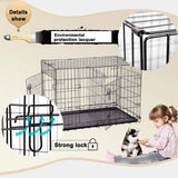 "Black 48" Folding 2-Door Pet Cage with Divider and Tray"