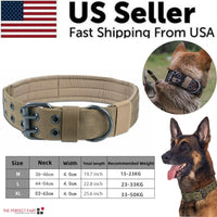 Tactical Heavy Duty Nylon Large Dog Collar with Metal Buckle - 2" Wide