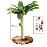 ```Indoor Cat Scratching Post with Sisal Rope and Green Leaves Design```