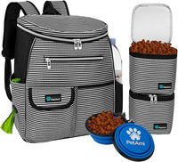 Travel-Friendly Dog Backpack: Airline Approved Pet Bag with Food Container, Collapsible Bowls & Diaper Supplies 