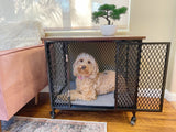 "Premium Wooden Dog Crate with Plush Bed and Tray - Ideal for Dogs of All Sizes"