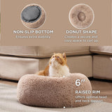 Cozy Camel Calming Cat Bed,  Plush Faux Fur and Anti-Slip Round Design for Indoor 