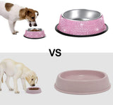 "Sparkling Pink Rhinestone Pet Bowls - Set of 2"