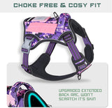 "Smart Reflective Purple Camo XL Dog Harness - Famous TIK Tok No Pull Design!"