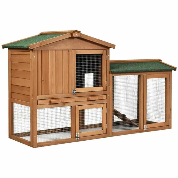 "Spacious 58" Wooden Rabbit Hutch & Chicken Coop: Perfect for Indoor and Outdoor Weatherproof Use"