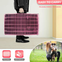 30 Inch Pink Metal Dog Crate with Double Doors.      