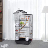 "Spacious 39-Inch Roof Top Bird Cage with Toys for Small Parrots"