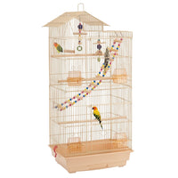 39-Inch Almond Metal Parrot Cage for Small Birds