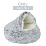 Cozy 2-in-1 Winter Plush Cat & Small Dog Bed & Sleep Bag 