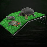 "Large Turtle Basking Platform with Simulation Grass - Ideal for Small Reptiles and Frogs"