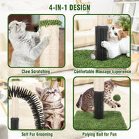 Professional title: "38" Tall Green Cat Scratching Post for Indoor Cats with Dangling Ball and Spring Ball"