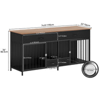 Elegant Double Dog Kennel Furniture with Storage & Feeder 