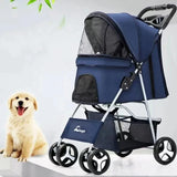 Portable Foldable Pet Cart with Sunroof – Ideal for Cats and Dogs, Easy One-Handed Use!