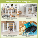 Freestanding 6-Panel Dog Gate with 4 Support Feet for Stairs