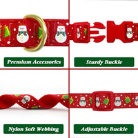 Festive Adjustable Christmas Dog Collar with Antler Bow Tie. 