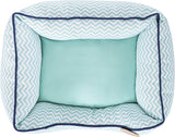 "Jonathan Adler Teal Chevron Cuddler Small Dog Bed - Washable and Stylish!"