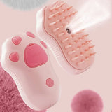 Electric Paw-Shaped Cat and Dog Grooming Brush with Steam and Water Spray for Bathing and Massage