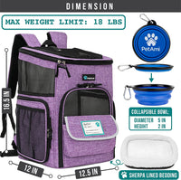 "Airline-Approved Dogs and Cats Backpack Carrier - Comfortable and Ventilated Travel Pack for Pets Up to 18 lbs 