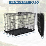 Premium 42 Inch Foldable Dog Crate – Spacious Double-Door Metal Wire Kennel with Handle & Removable Plastic Tray for Large & Medium Dogs – Ideal for Home & Outdoor Use 