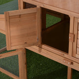 Spacious 89" Wooden Rabbit, Guinea Pig, and Chicken Hutch House.     Weatherproof Roof, Removable Tray, and Ramps for Indoor/Outdoor Use