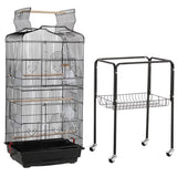 64" Large Rolling Metal Bird Cage with Open Top, Black