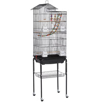 "Large Rolling Bird Cage with Perches - Sleek Black Design"