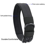 Tactical Heavy Duty Nylon Large Dog Collar with Metal Buckle - 2" Wide