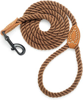 Cotton Rode Leash for Dog with Leather Tailor Tip and metal clasp 